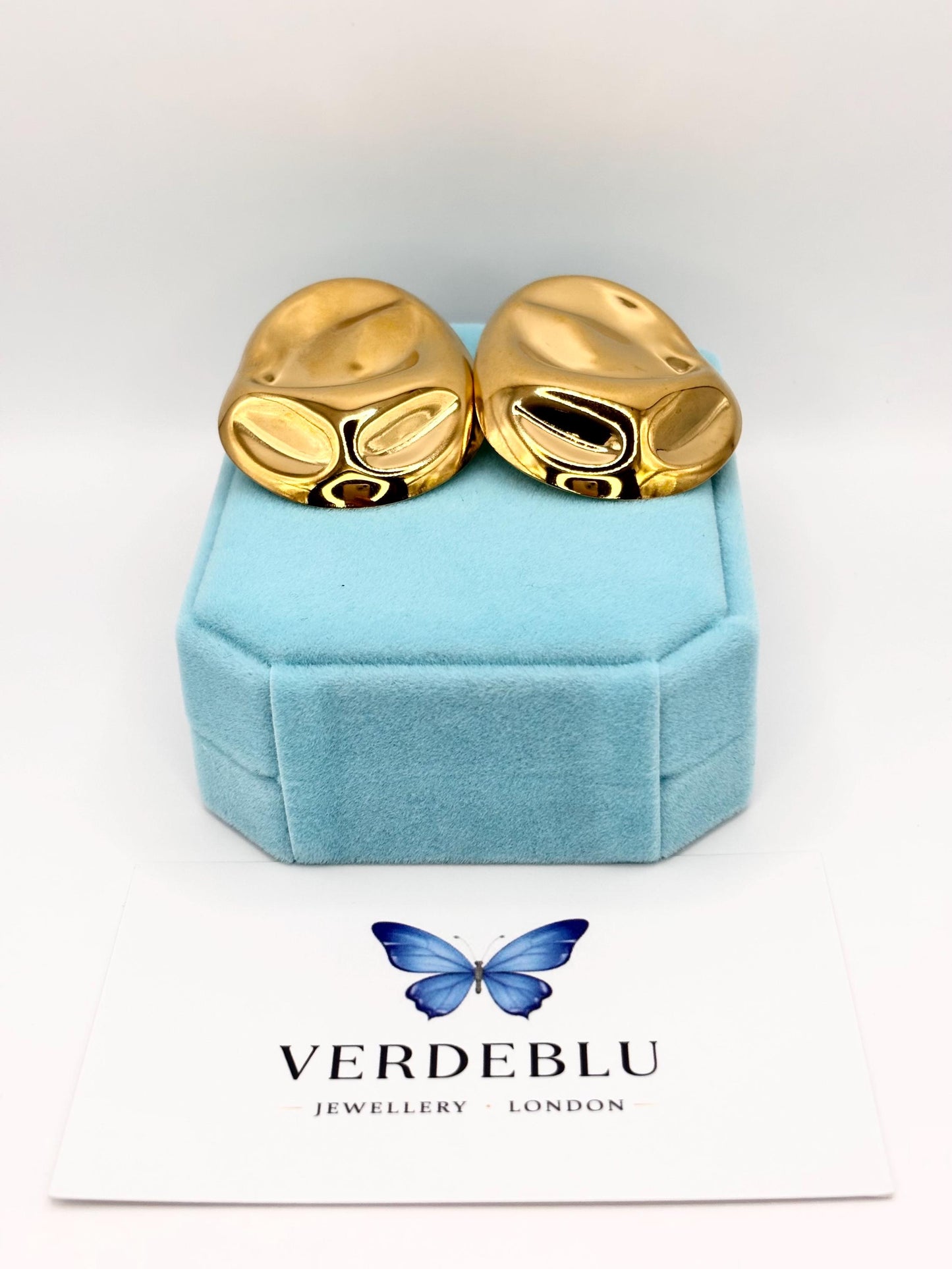 Gold Plated Baroque Pearl Style Statement Stud Earrings, Bold Organic Jewelry