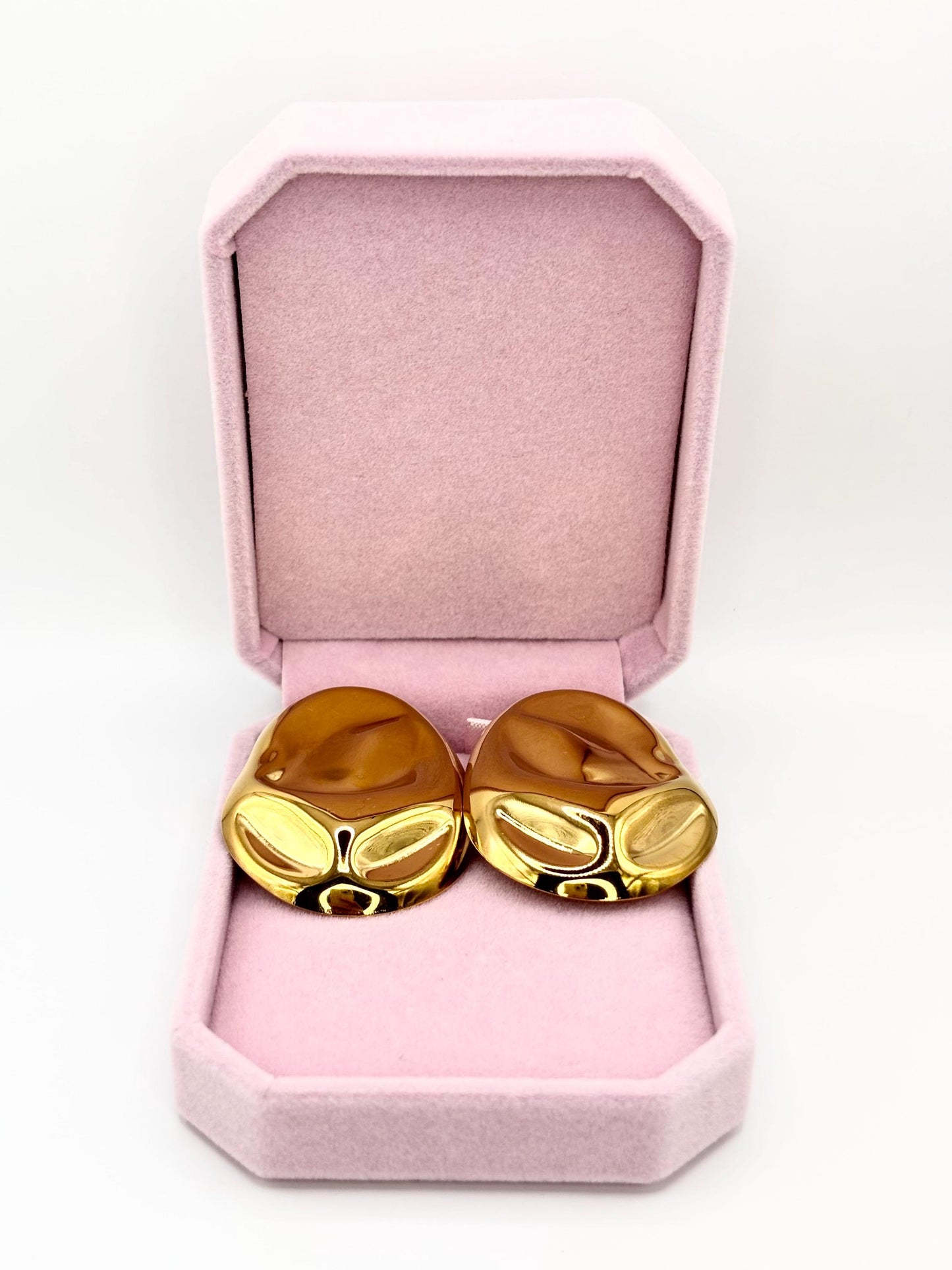 Gold Plated Baroque Pearl Style Statement Stud Earrings, Bold Organic Jewelry