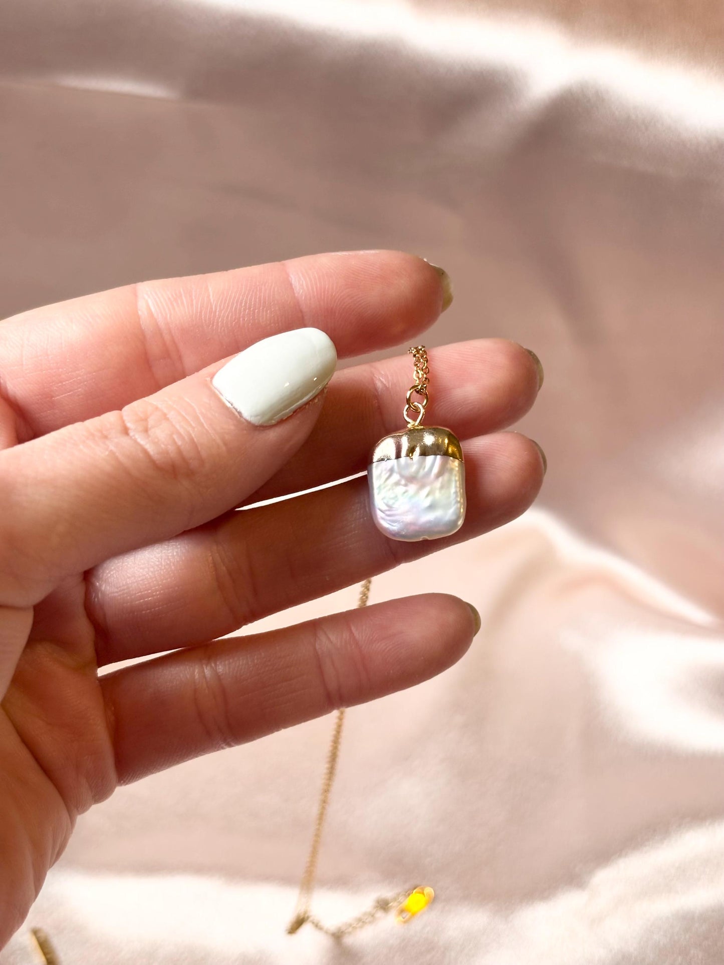 Baroque Freshwater Pearl Necklace, Gold Plated Pendant, Adjustable Dainty Necklace, Minimalist Jewelry Gift