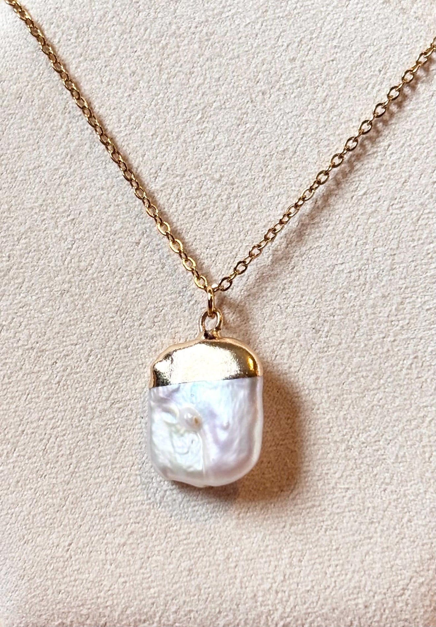 Baroque Freshwater Pearl Necklace, Gold Plated Pendant, Adjustable Dainty Necklace, Minimalist Jewelry Gift