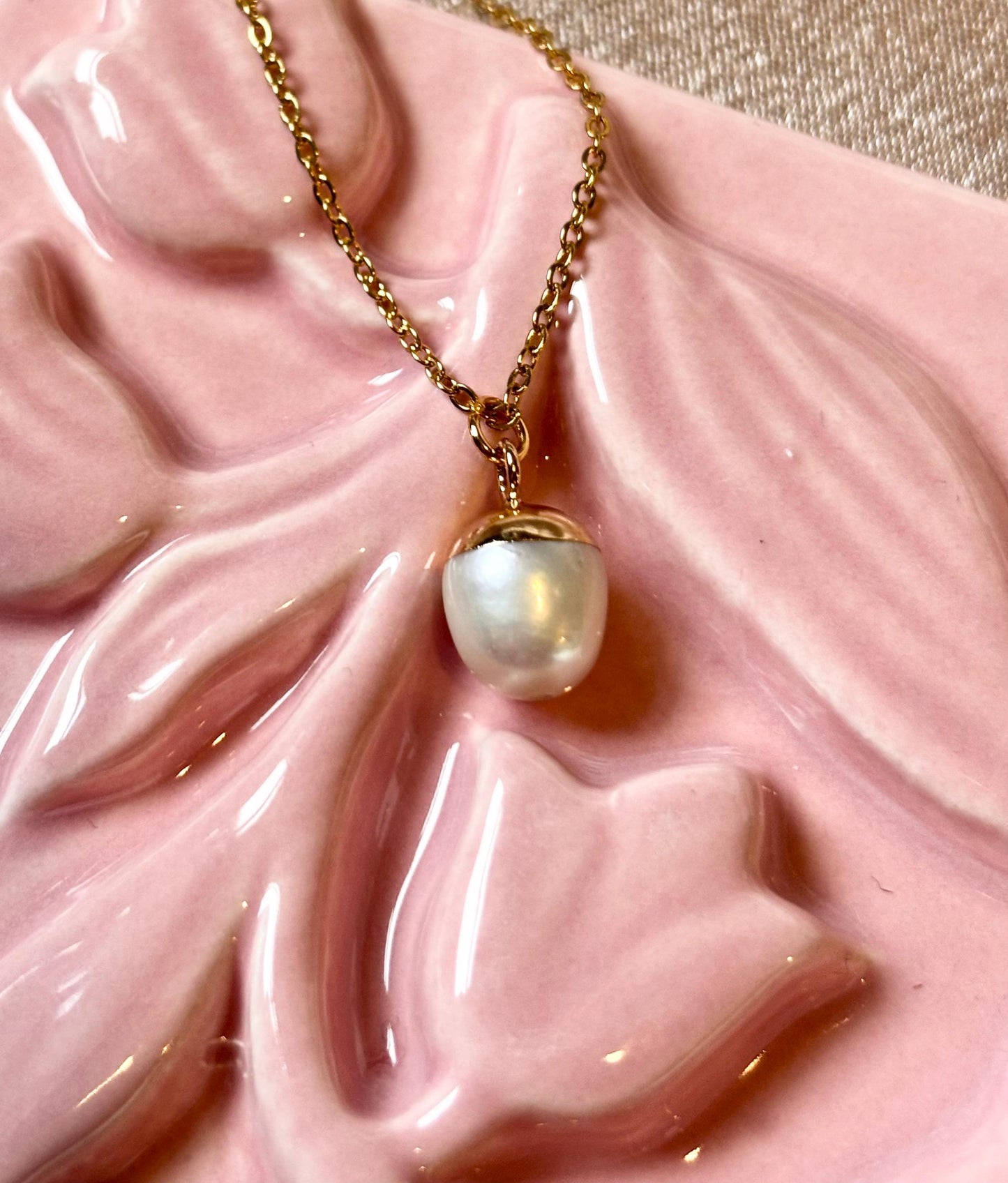 Dainty Freshwater Pearl Necklace, Gold Plated Minimalist Pendant, Adjustable Everyday Necklace, Gift for Her