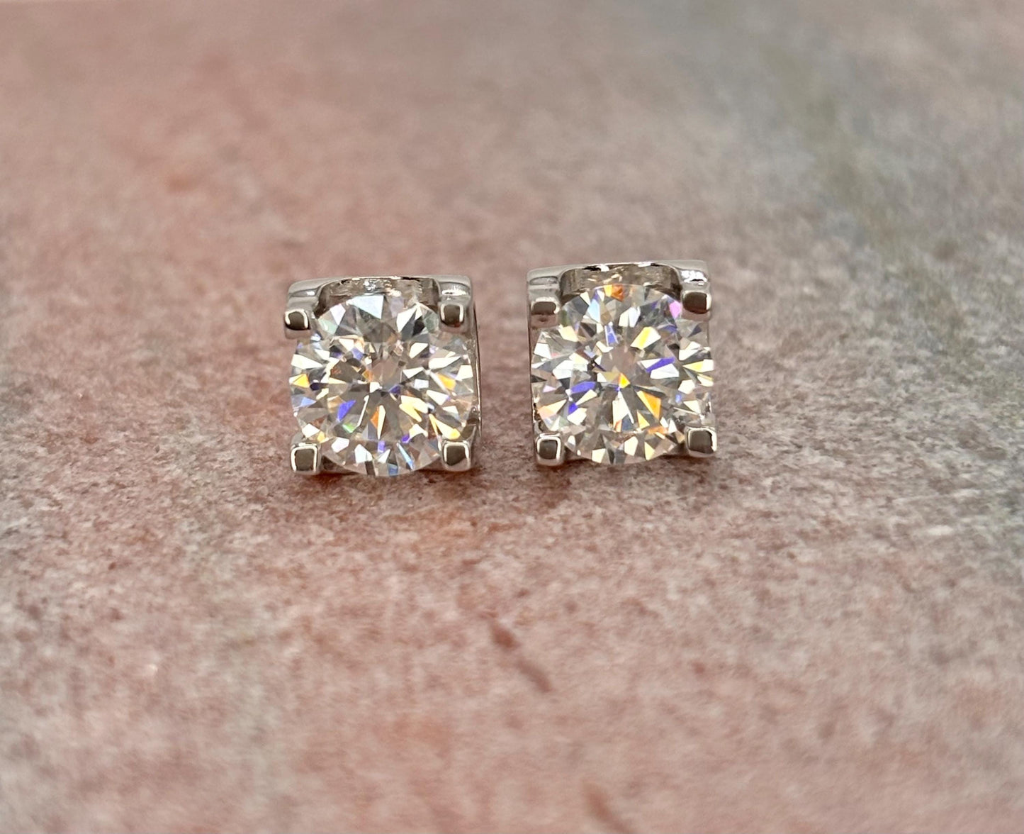Cushion Cut Moissanite Stud Earrings 1 Carat, Sterling Silver Diamond Alternative Classic Minimalist Jewelry
