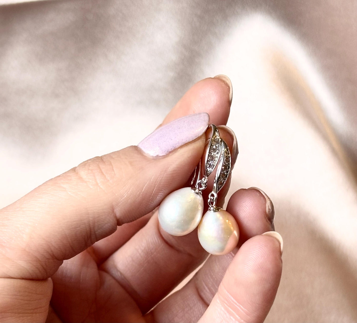 Baroque Freshwater Pearl Dangle Earrings, 925 Sterling Silver Minimalist Drop Jewelry