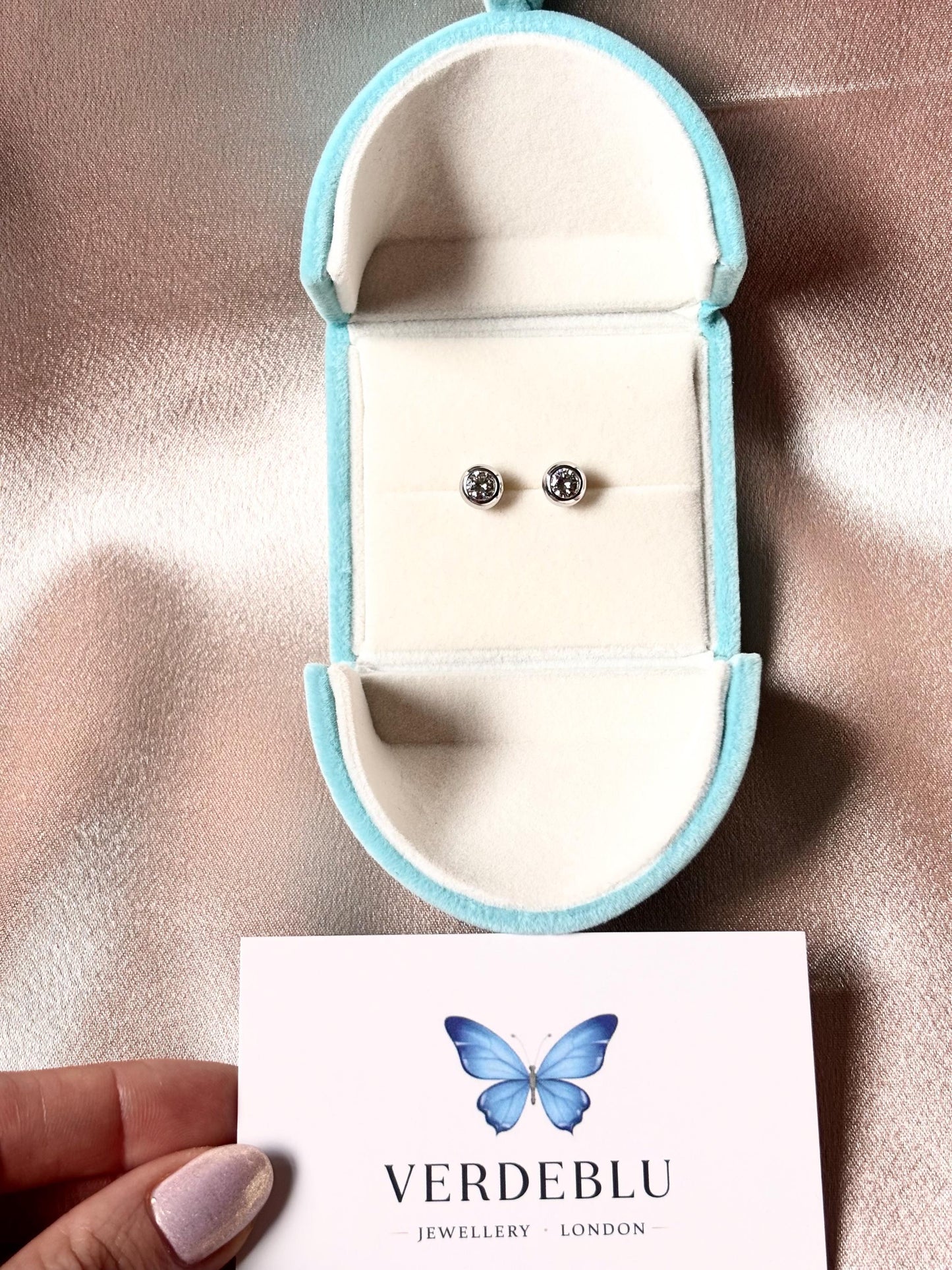 Bezel Moissanite Stud Earrings 1 Carat, Round Sterling Silver Classic Everyday Earrings Gift
