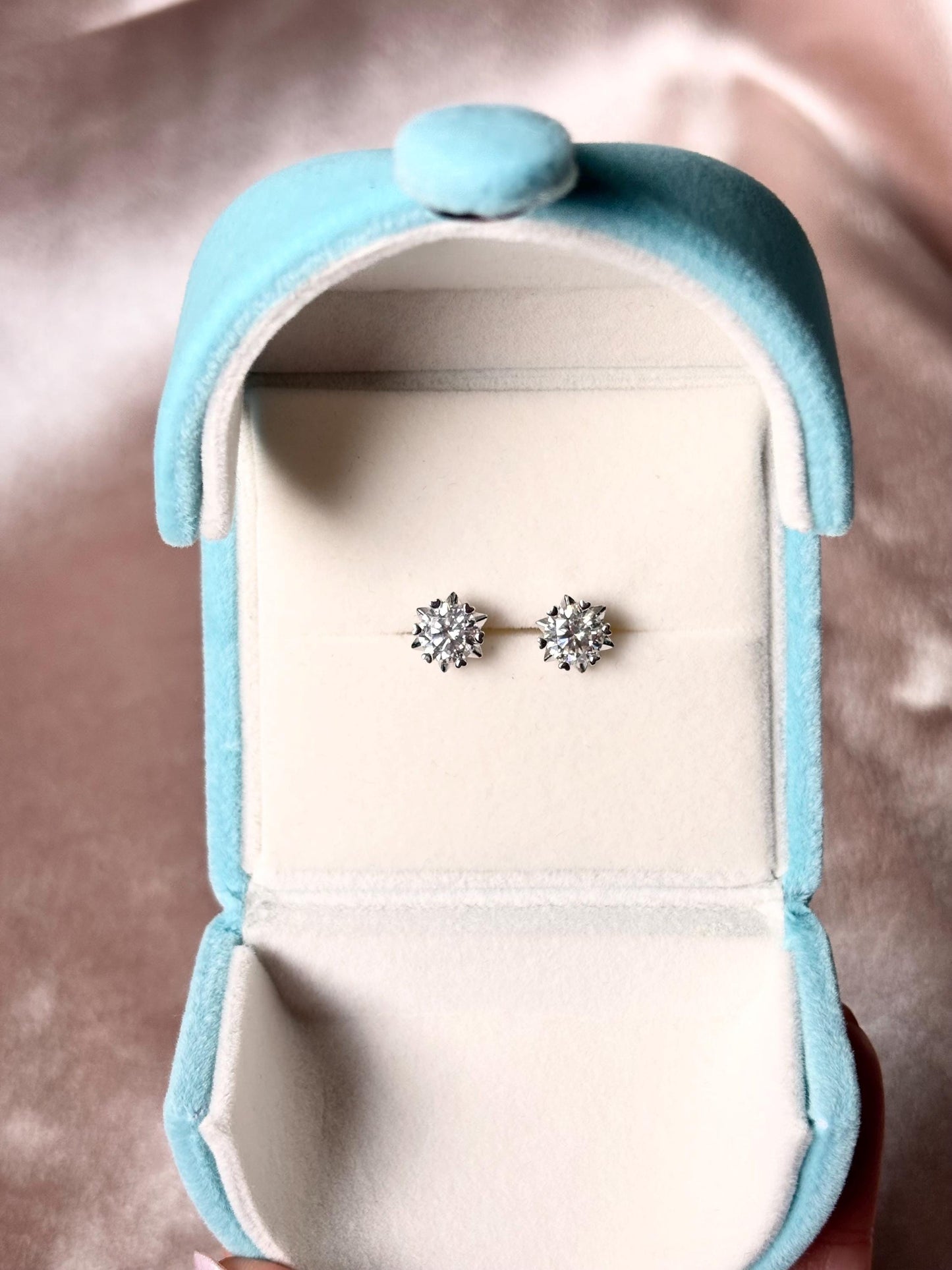 Moissanite Stud Earrings 2 Carat, 925 Sterling Silver Brilliant Sparkly Studs, Classic Everyday Earrings