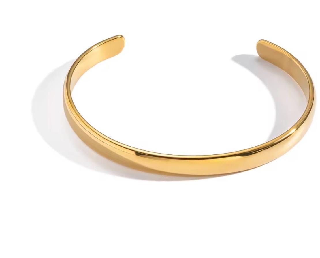 Gold Open Cuff Bracelet, Minimal Sculptural Bangle, Modern Adjustable Bracelet, Everyday Wear