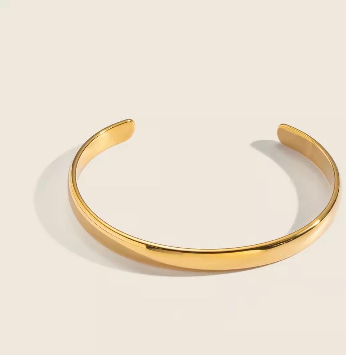 Gold Open Cuff Bracelet, Minimal Sculptural Bangle, Modern Adjustable Bracelet, Everyday Wear