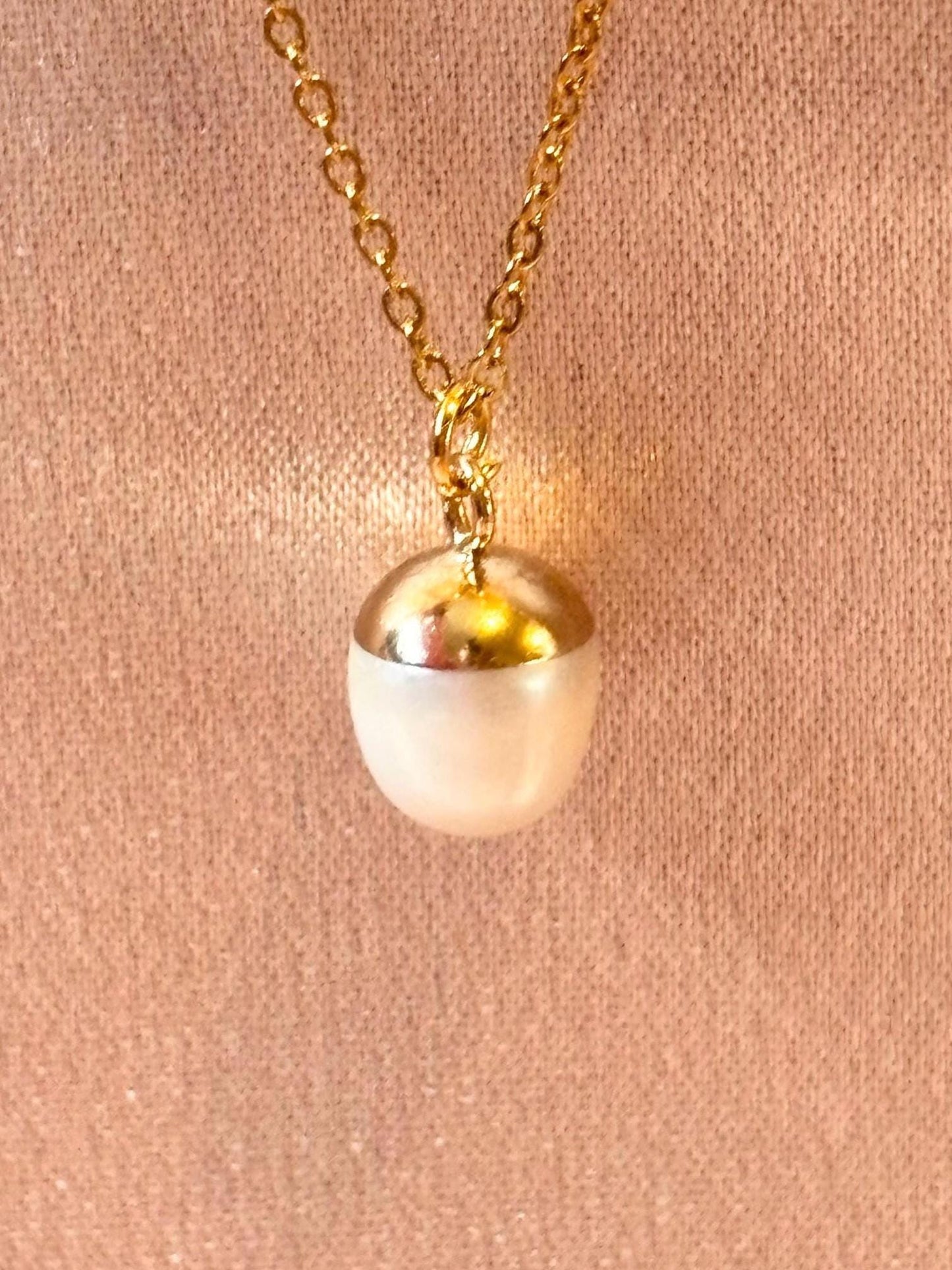 Dainty Freshwater Pearl Necklace, Gold Plated Minimalist Pendant, Adjustable Everyday Necklace, Gift for Her