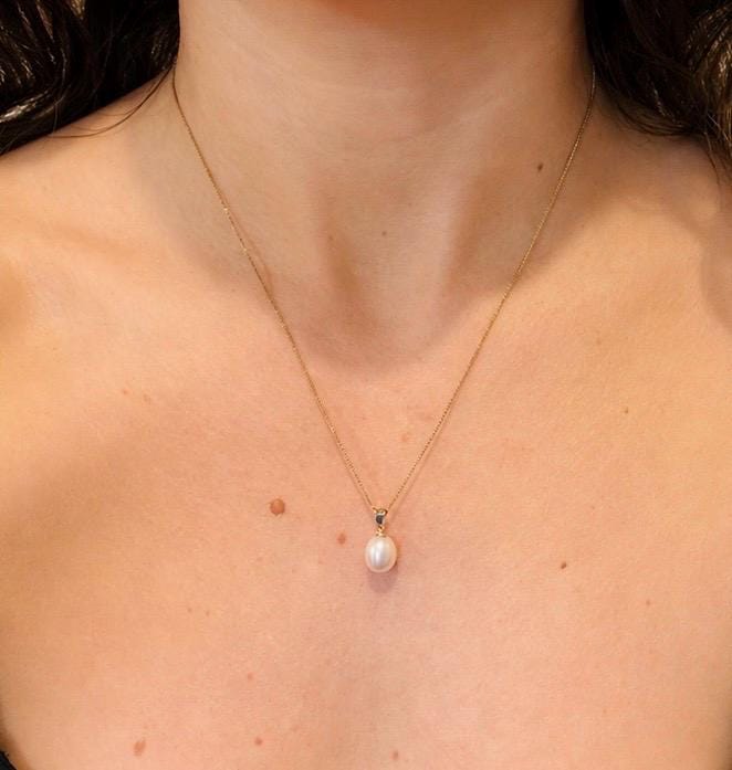 Freshwater Pearl Necklace, 925 Sterling Silver Pendant, Natural Pearl Jewelry, Minimalist Gift for Her