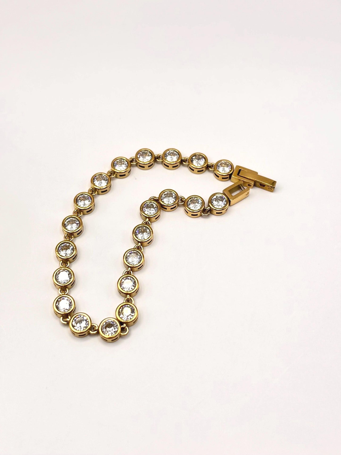 Gold Tennis Bracelet with Cubic Zirconia, Dainty Link Sparkle Jewelry