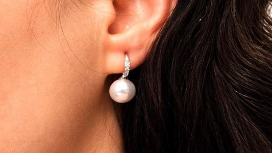 Freshwater Pearl Drop Earrings, 925 Sterling Silver, Minimalist Elegant Jewelry