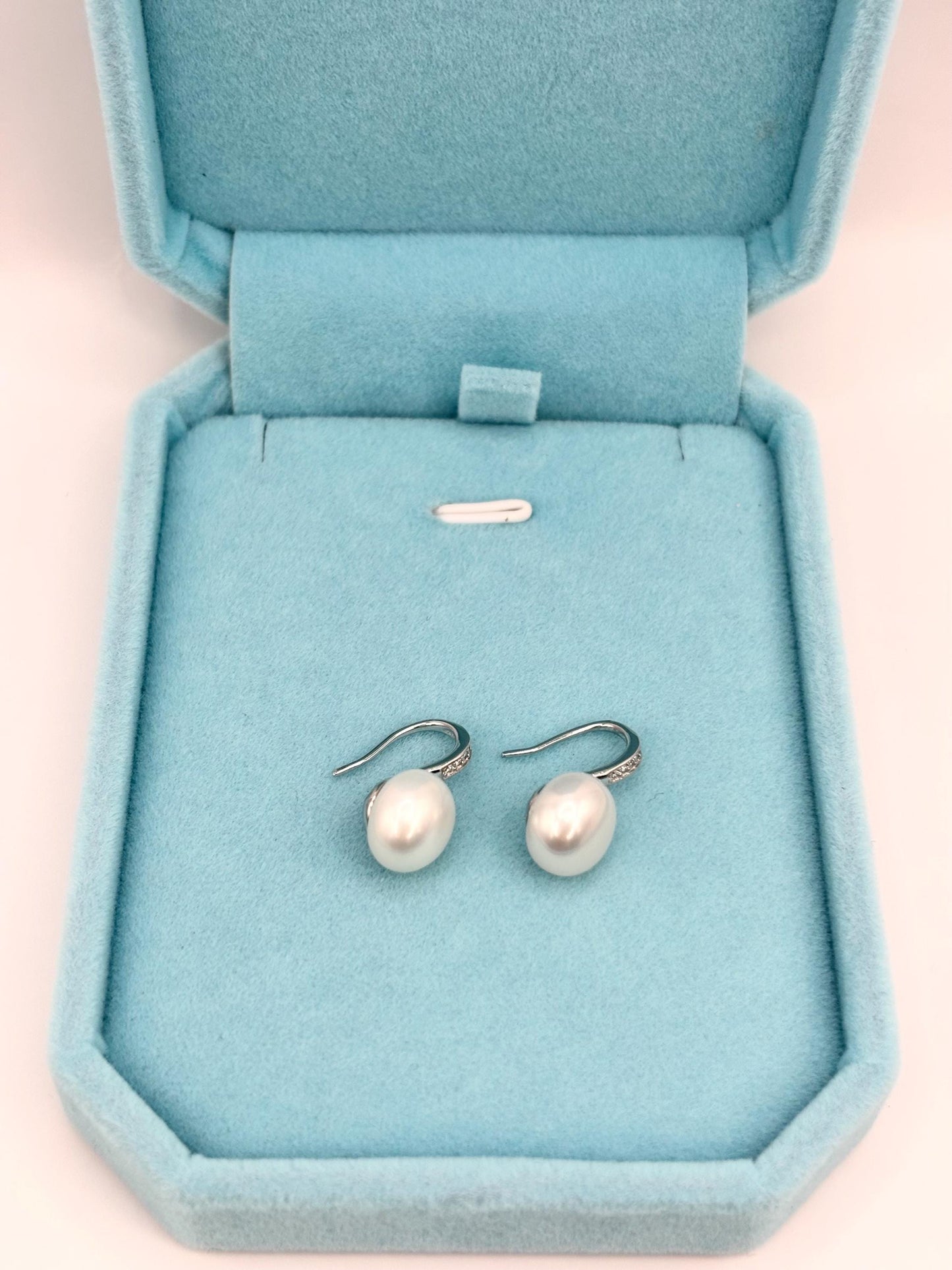 Freshwater Pearl Drop Earrings, 925 Sterling Silver, Minimalist Elegant Jewelry