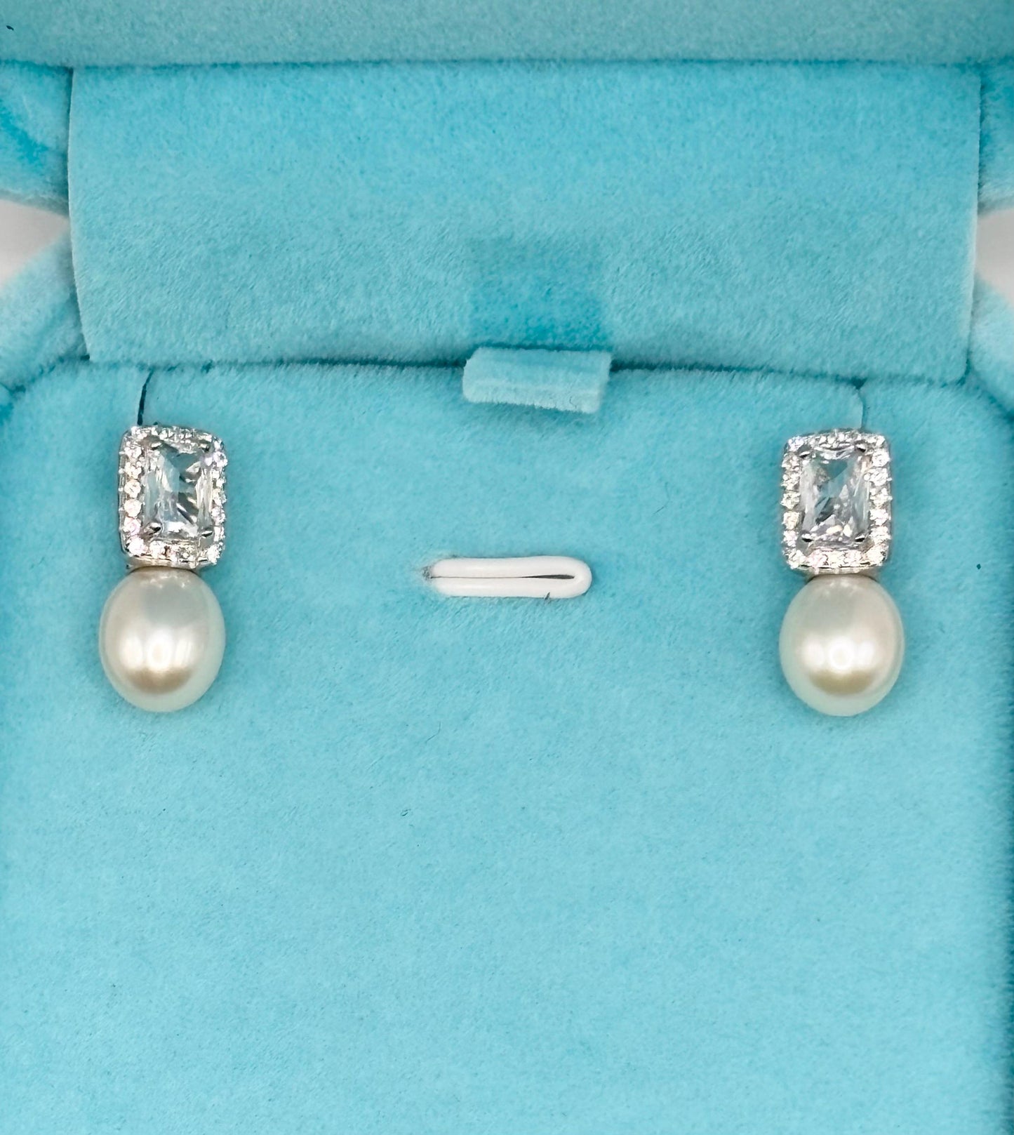 Freshwater Pearl Cubic Zirconia Stud Earrings – 925 Sterling Silver Jewellery