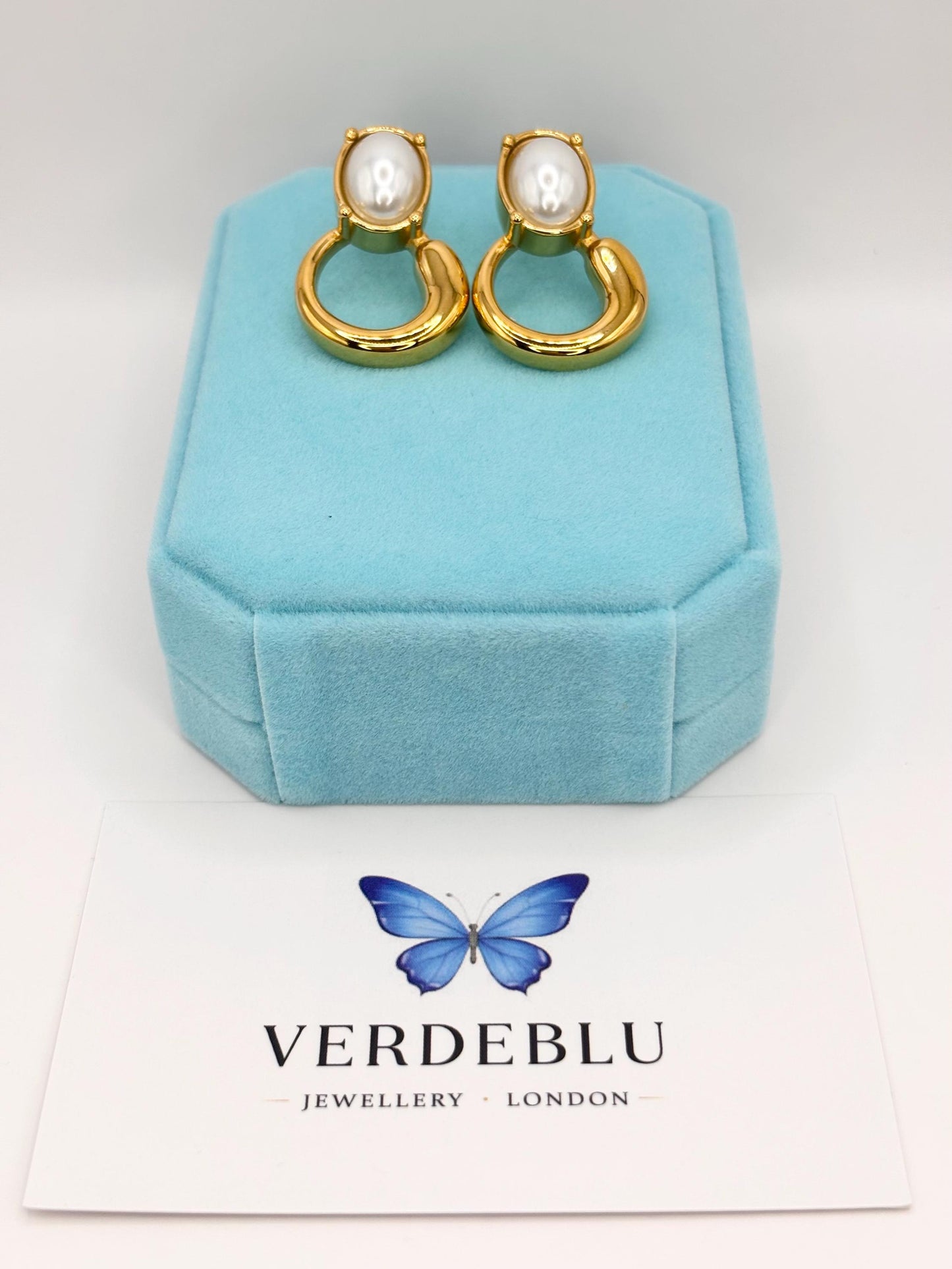Gold Plated Baroque Pearl Stud Earrings, Textured Hoop Dangle Statement Jewelry