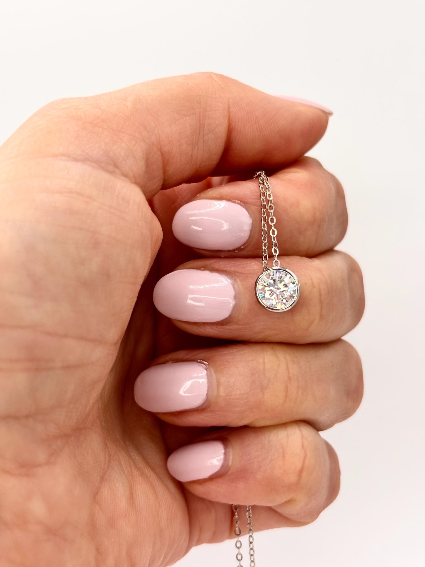 Solitaire Moissanite Necklace – Sterling Silver Bezel Pendant, Diamond Alternative, Everyday Elegance