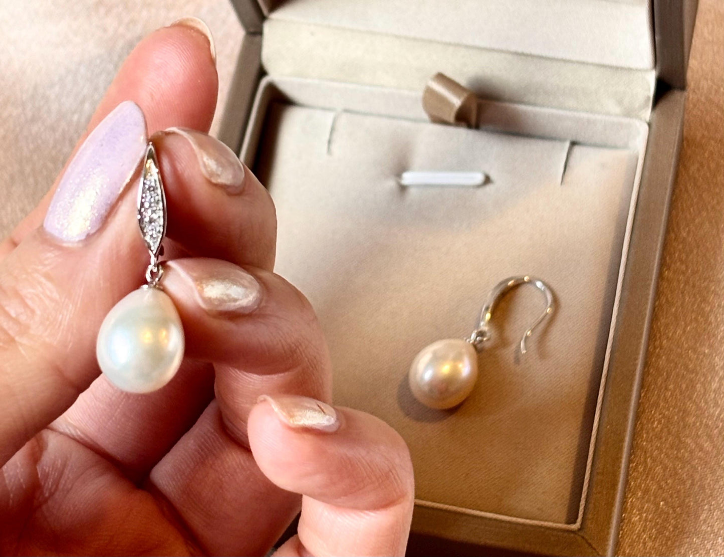 Baroque Freshwater Pearl Dangle Earrings, 925 Sterling Silver Minimalist Drop Jewelry