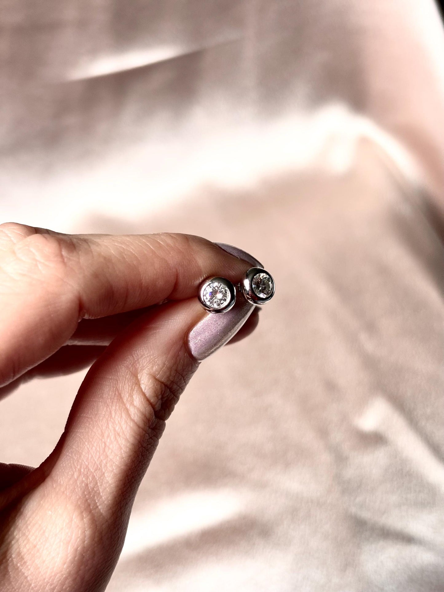 Bezel Moissanite Stud Earrings 1 Carat, Round Sterling Silver Classic Everyday Earrings Gift