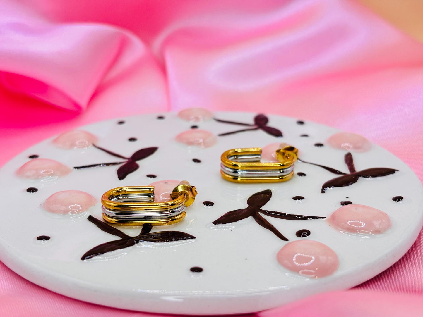 Two-Tone Gold & Silver Layered Stud Earrings – Modern Mixed Metal Statement Studs