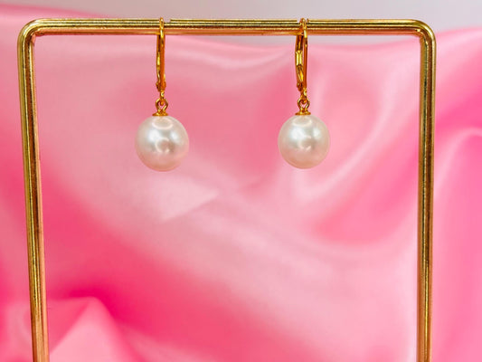 Freshwater Pearl Drop Earrings, Gold Plated Sterling Silver, Dainty Minimalist Style