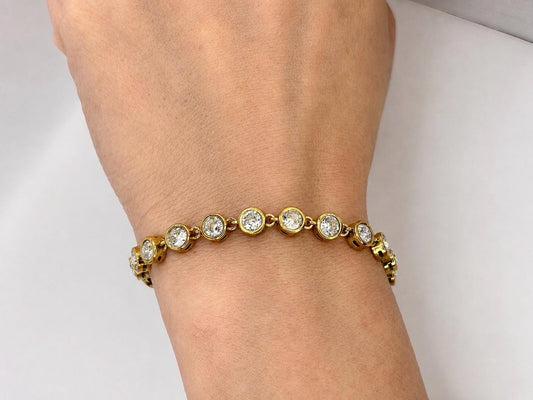 Gold Tennis Bracelet with Cubic Zirconia, Dainty Link Sparkle Jewelry