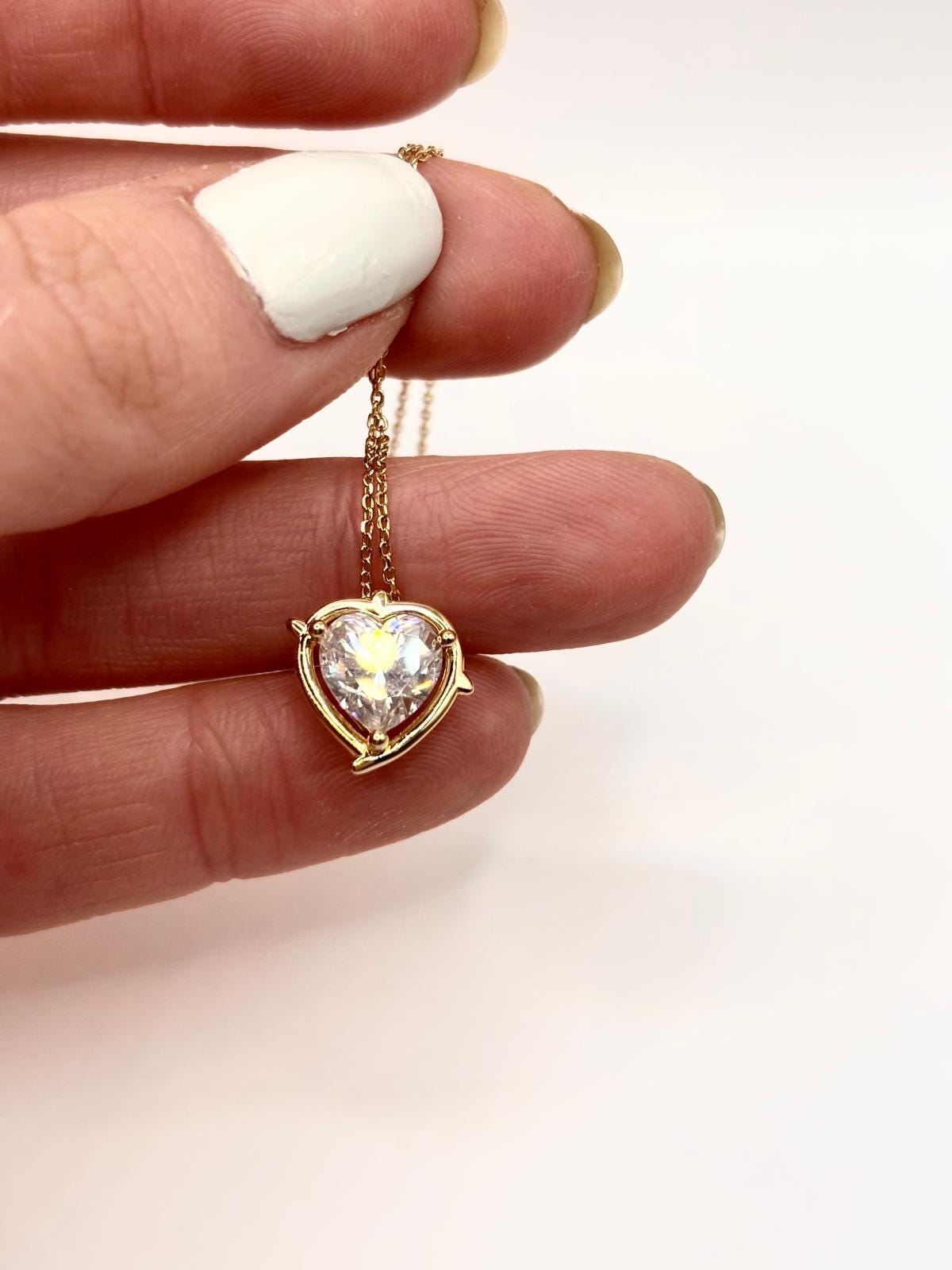 2 Carat Heart Moissanite Necklace, 18K Yellow Gold Halo Pendant, Everyday Elegant Jewelry