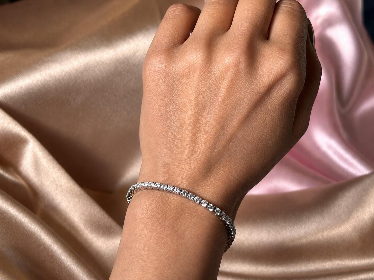 Silver Tennis Bracelet with Cubic Zirconia Dainty CZ Bracelet Minimalist Sparkly Jewelry Gift