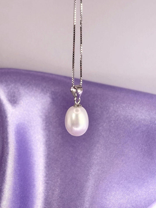 Freshwater Pearl Necklace, 925 Sterling Silver Pendant, Natural Pearl Jewelry, Minimalist Gift for Her