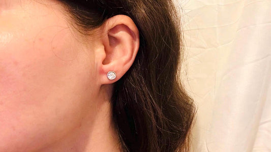 Bezel Moissanite Stud Earrings 1 Carat, Round Sterling Silver Classic Everyday Earrings Gift