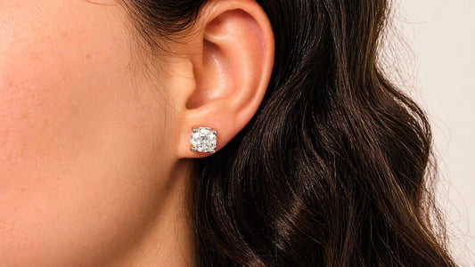 Cushion Cut Moissanite Stud Earrings 1 Carat, Sterling Silver Diamond Alternative Classic Minimalist Jewelry