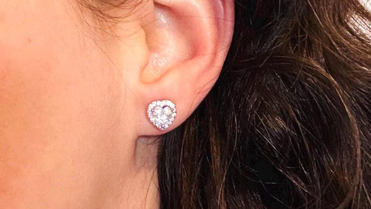 Heart Moissanite Stud Earrings, 1 Carat Sterling Silver Dainty Minimalist Jewelry, Romantic Gift for Women