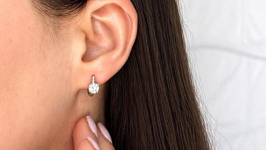 Moissanite Hoop Earrings, Sterling Silver Huggie Earrings, Dainty Minimalist Hoops, Gift for Her
