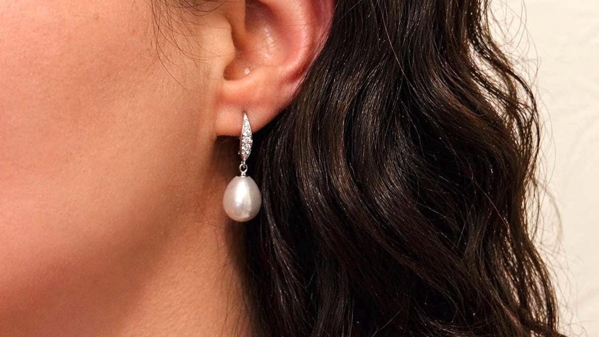 Baroque Freshwater Pearl Dangle Earrings, 925 Sterling Silver Minimalist Drop Jewelry