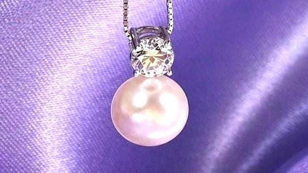 Freshwater Pearl Zircon Pendant, 925 Sterling Silver Chain, Dainty Minimalist Jewelry, Bridal Bridesmaid Accessory