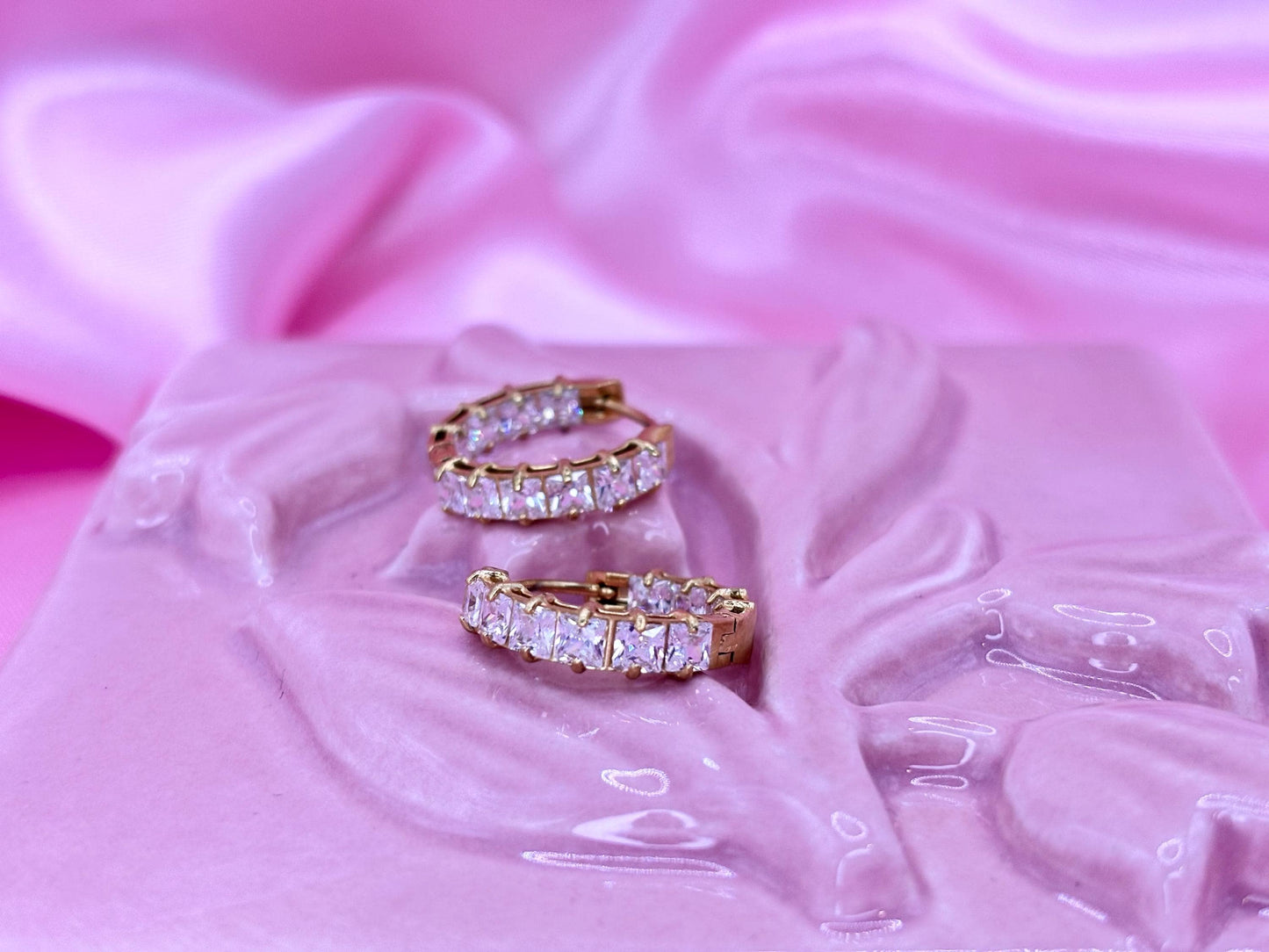 Gold Plated Crystal Hoop Earrings – Dainty Sparkly Huggie Hoops, Everyday Minimalist Jewelry