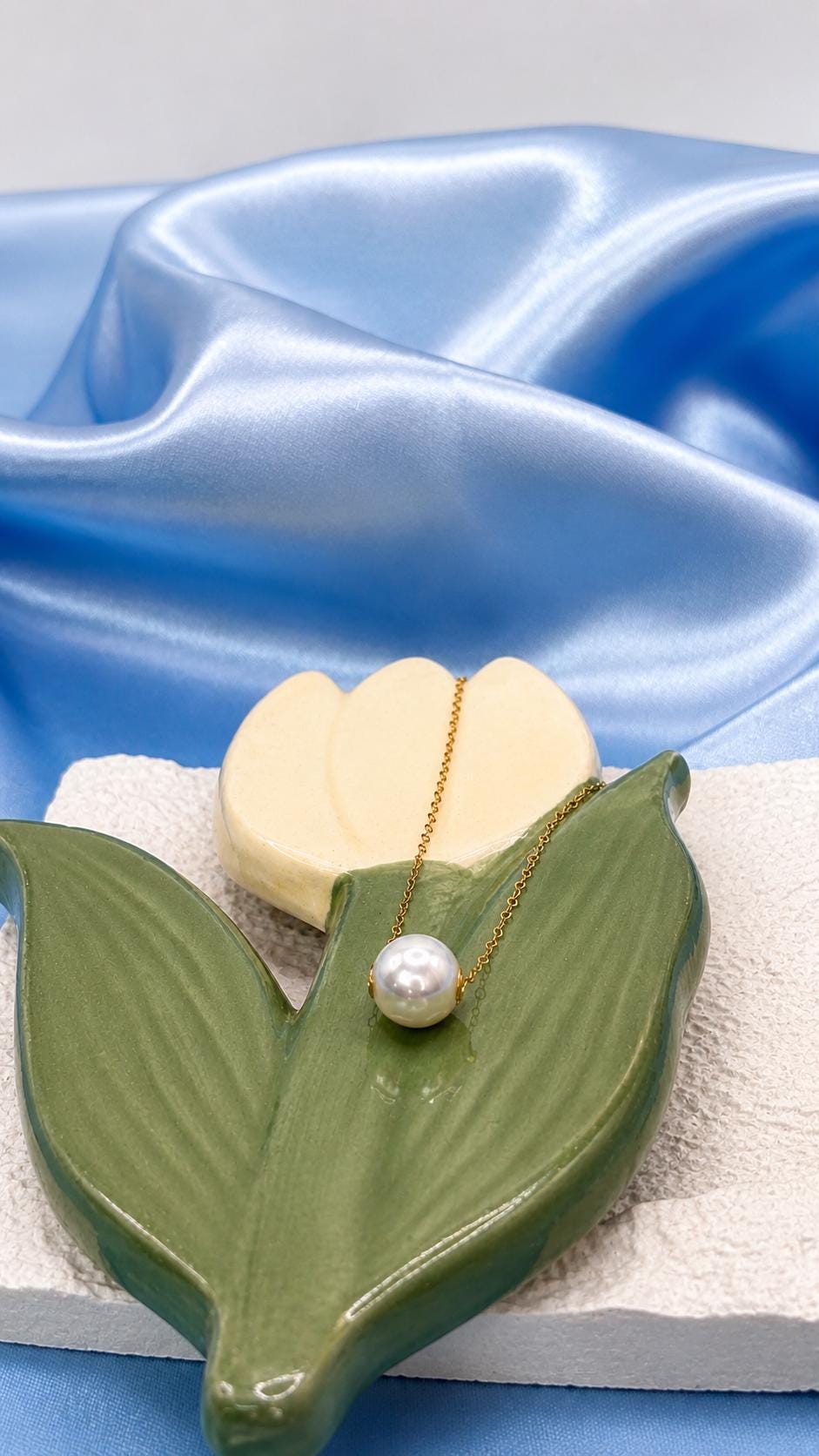 18K Solid Gold Floating Pearl Necklace, Minimalist Freshwater Pendant, Hallmarked Fine Jewelry