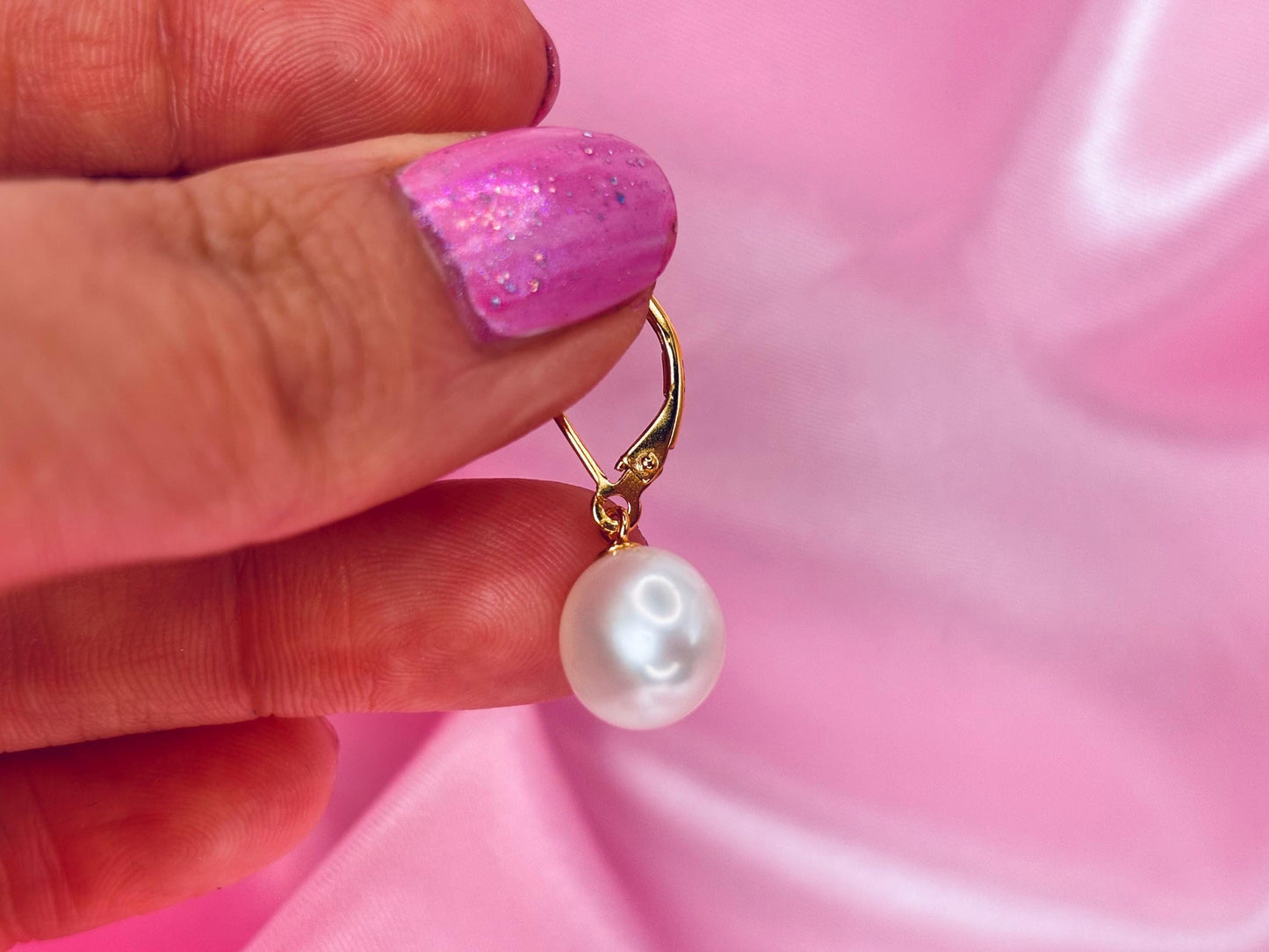 Freshwater Pearl Drop Earrings, Gold Plated Sterling Silver, Dainty Minimalist Style