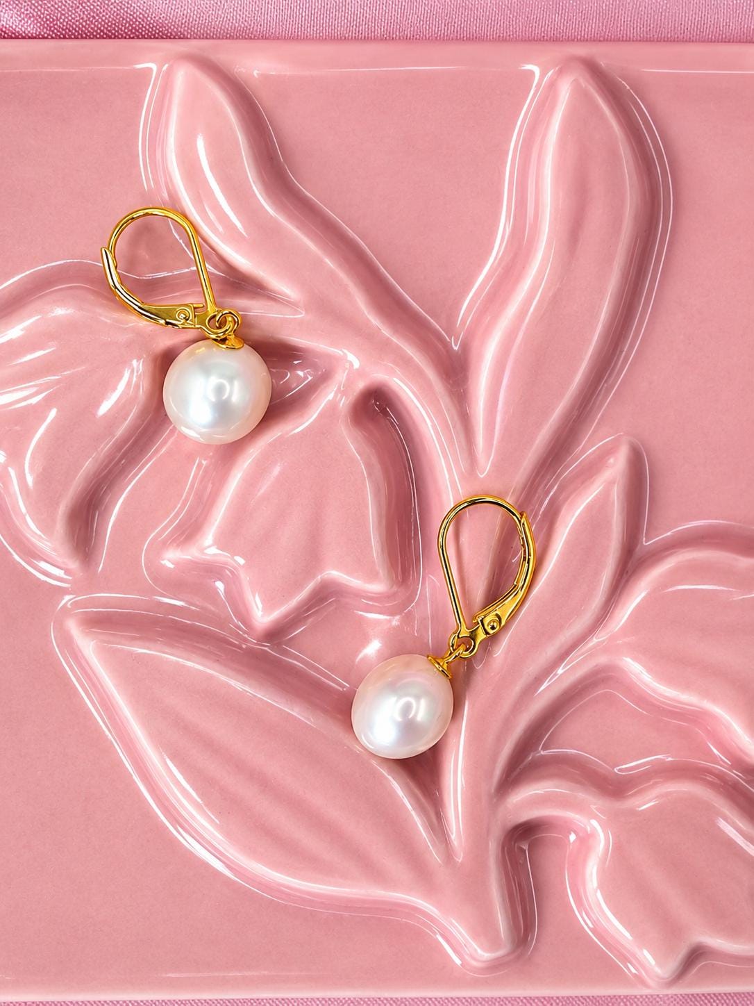 Freshwater Pearl Drop Earrings, Gold Plated Sterling Silver, Dainty Minimalist Style