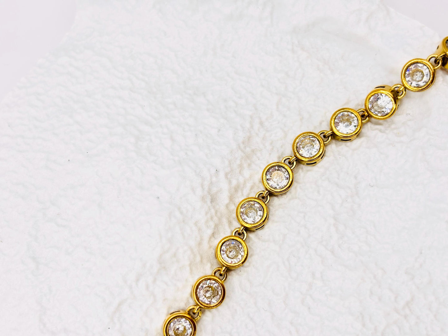 Gold Tennis Bracelet with Cubic Zirconia, Dainty Link Sparkle Jewelry