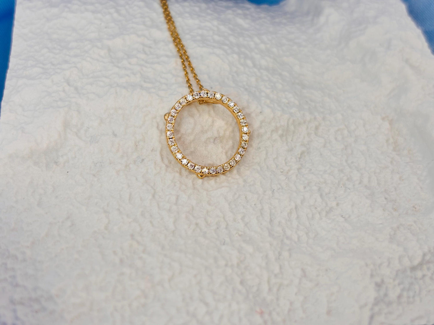Pavé Circle Moissanite Necklace, Gold Plated Sterling Silver, Luxury Pendant Necklace,     Modern Minimal Jewellery