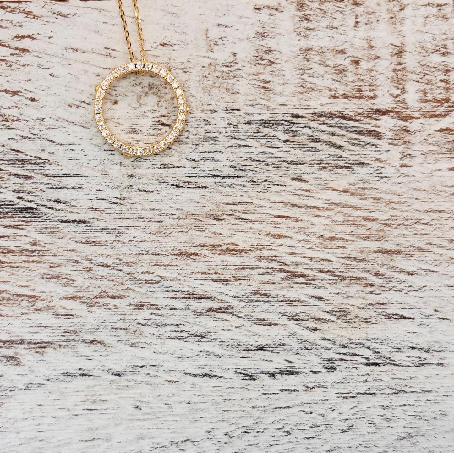 Pavé Circle Moissanite Necklace, Gold Plated Sterling Silver, Luxury Pendant Necklace,     Modern Minimal Jewellery