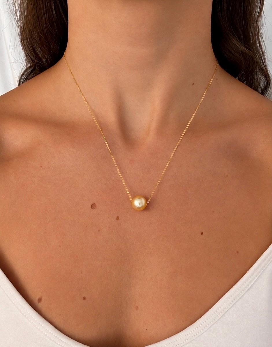 Certified 18K Solid Gold South Sea Pearl Jewellery Set – Golden Pearl Necklace & Stud Earrings