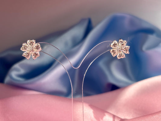 2 Carat Moissanite Flower Stud Earrings, Floral Sterling Silver Earrings, Diamond Alternative