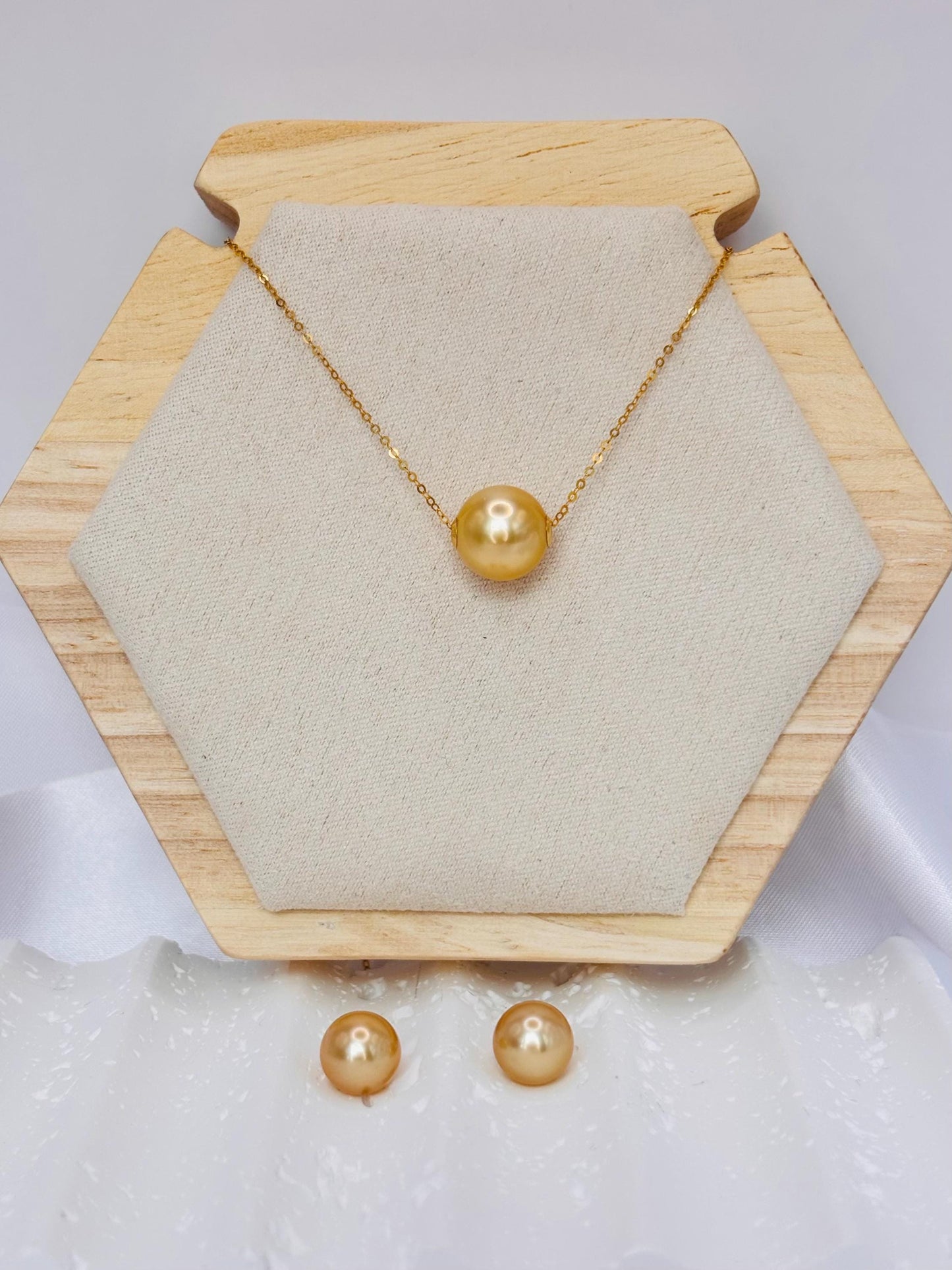 Certified Golden South Sea Pearl Stud Earrings, 18K Solid Gold, Minimalist Fine Jewellery