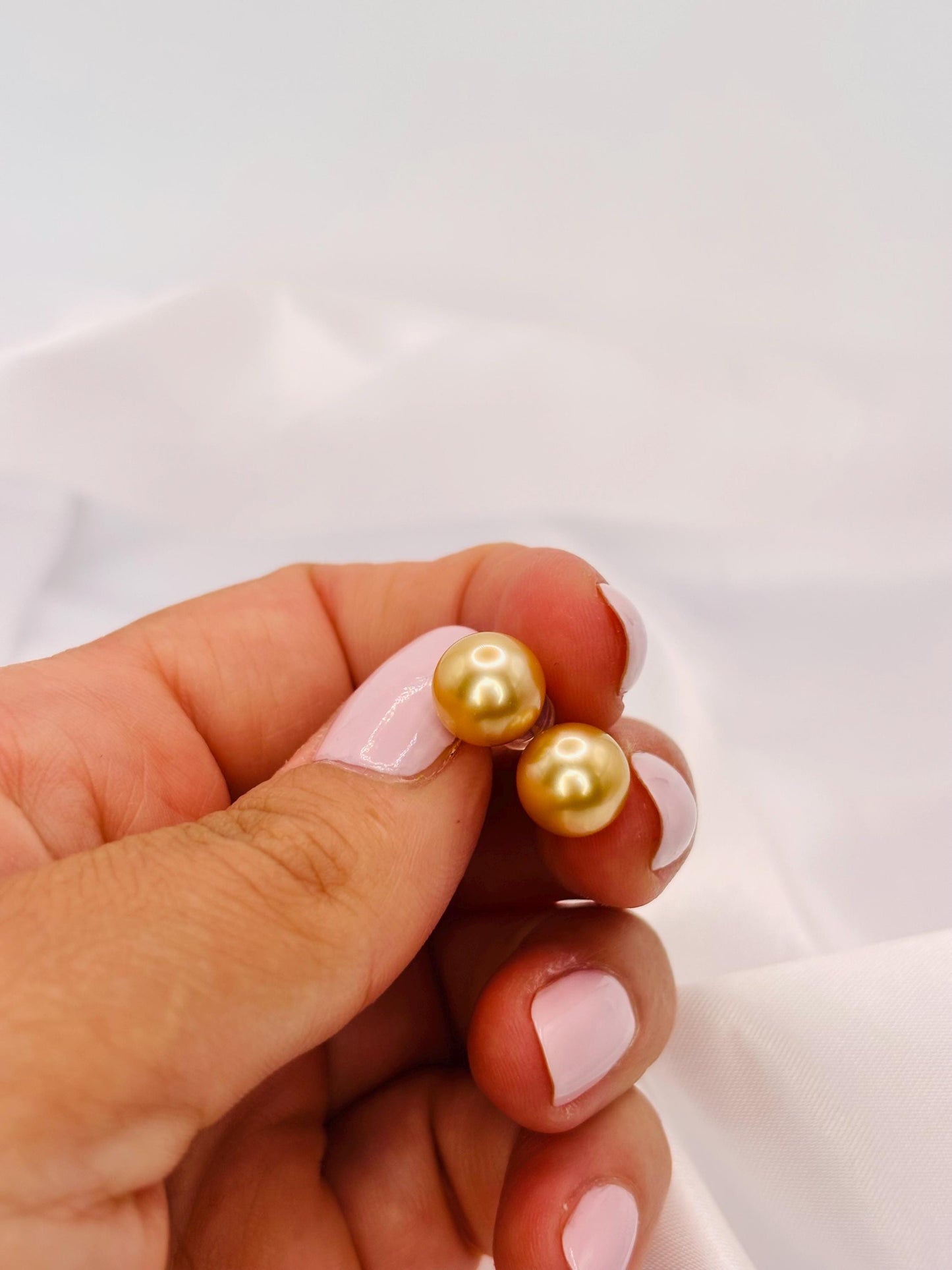 Certified Golden South Sea Pearl Stud Earrings, 18K Solid Gold, Minimalist Fine Jewellery