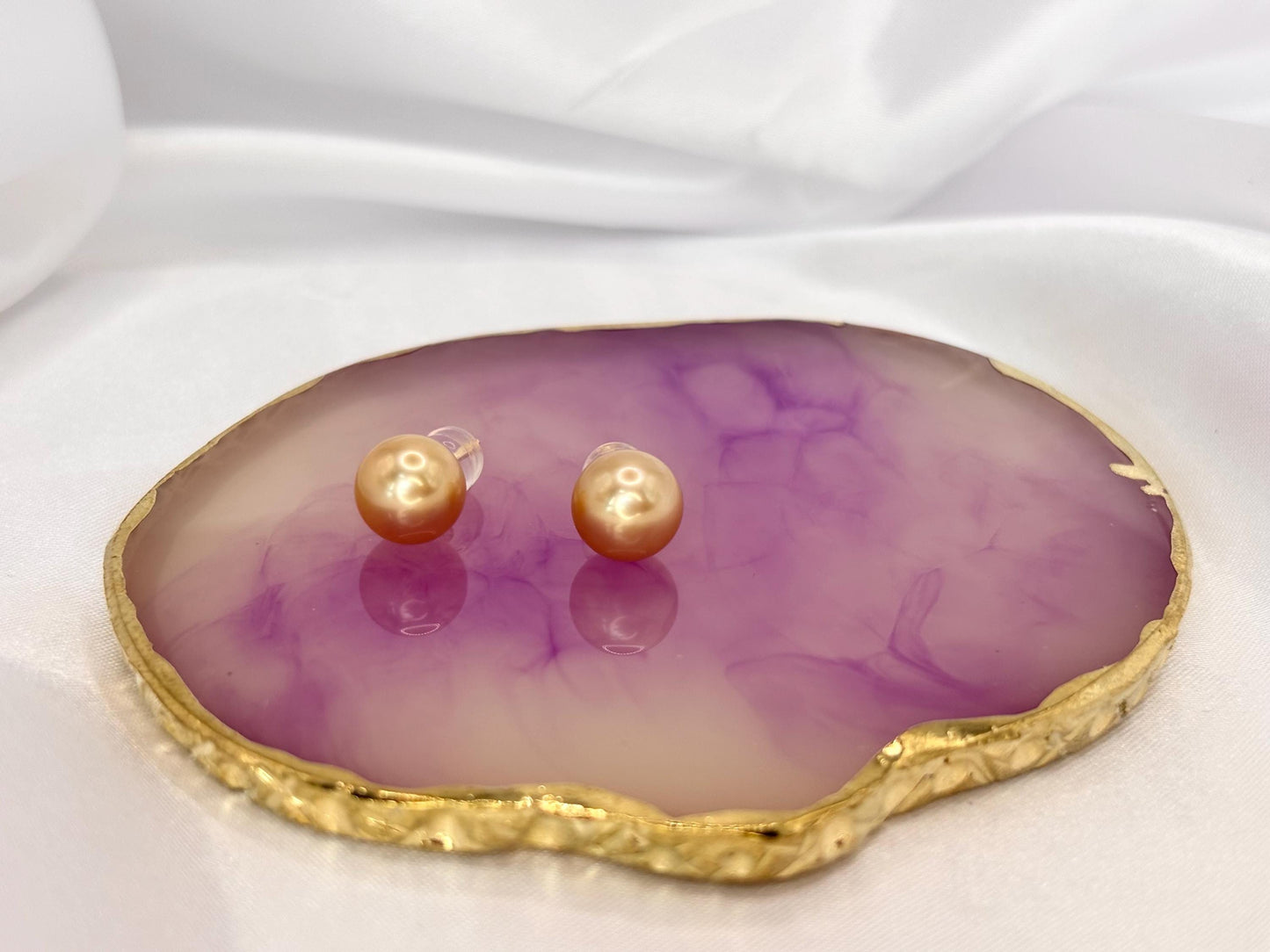 Certified Golden South Sea Pearl Stud Earrings, 18K Solid Gold, Minimalist Fine Jewellery