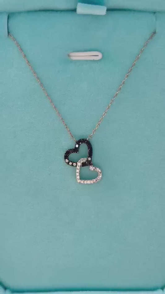 14K Yellow Gold Diamond Heart Necklace – Black & White Natural Diamonds